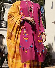Almirah Magenta/Mustard Yarn Dyed Suit- Pakistani Designer Lawn Suits