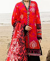 Almirah Red/Black Lawn Suit (2 Pcs)- Pakistani Lawn Dress