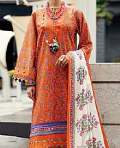 Almirah Bright Orange Cambric Suit (2 Pcs)- Pakistani Lawn Dress