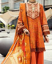 Almirah Orange Cambric Suit (2 Pcs)- Pakistani Lawn Dress
