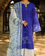 Almirah Royal Blue/Off White Lawn Suit- Pakistani Designer Lawn Suits