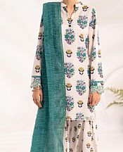 Almirah Off White/Viridian Green Lawn Suit- Pakistani Lawn Dress