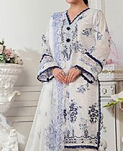 Al Zohaib White/Blue Lawn Suit- Pakistani Lawn Dress