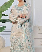 Al Zohaib Ivory/Turquoise Lawn Suit- Pakistani Lawn Dress