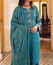 Al Zohaib Dark Turquoise Cambric Suit- Pakistani Designer Lawn Suits