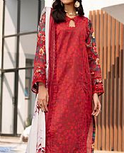 Al Zohaib Cornell Red Orange Lawn Suit- Pakistani Designer Lawn Suits
