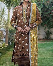 Al Zohaib Brown Lawn Suit- Pakistani Designer Lawn Suits