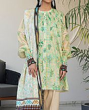 Ivory/Turquoise Green Lawn Suit