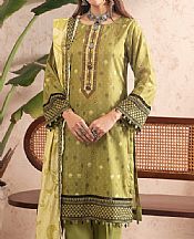 Al Zohaib Olive Lawn Suit- Pakistani Designer Lawn Suits