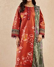 Al Zohaib Sunrise Orange Lawn Suit- Pakistani Designer Lawn Suits