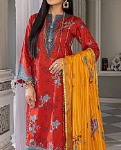 Al Zohaib Cornell Red Lawn Suit- Pakistani Designer Lawn Suits