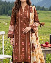 Al Zohaib Brown Lawn Suit- Pakistani Lawn Dress