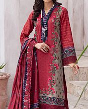 Al Zohaib Vivid Burgundy Lawn Suit- Pakistani Lawn Dress