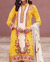 Al Zohaib Golden Yellow Lawn Suit- Pakistani Designer Lawn Suits