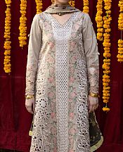 Al Zohaib Beige Lawn Suit- Pakistani Designer Lawn Suits