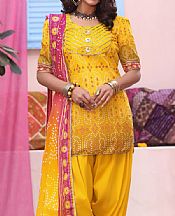 Al Zohaib Golden Yellow Lawn Suit- Pakistani Lawn Dress