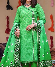 Al Zohaib Green Lawn Suit- Pakistani Lawn Dress