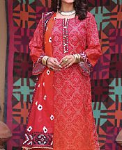 Al Zohaib Pink/Orange Lawn Suit- Pakistani Designer Lawn Suits