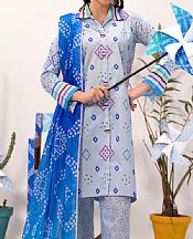 Al Zohaib Light Grey/Blue Lawn Suit- Pakistani Designer Lawn Suits
