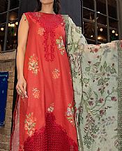 Al Zohaib Persian Red Lawn Suit- Pakistani Lawn Dress