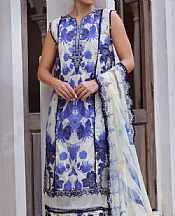 Al Zohaib Off White/Purple Lawn Suit- Pakistani Designer Lawn Suits