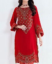 Red Velvet Kurti- Pakistani Winter Clothing