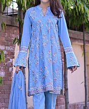 Anamta Cornflower Blue Lawn Suit- Pakistani Designer Lawn Suits