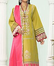 Anamta Olive Green Lawn Suit- Pakistani Designer Lawn Suits
