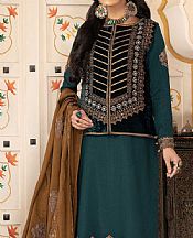 Anamta Teal Peach Leather Suit- Pakistani Winter Clothing
