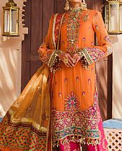 Safety Orange Chiffon Suit- Pakistani Designer Chiffon Suit