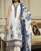 White/Blue Lawn Suit- Pakistani Lawn Dress