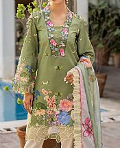 Asifa N Nabeel Forest Green Lawn Suit- Pakistani Lawn Dress