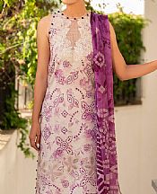Asifa N Nabeel Off-white/Purple Lawn Suit- Pakistani Lawn Dress
