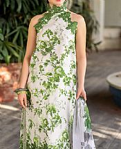 Asifa N Nabeel White/Green Lawn Suit- Pakistani Lawn Dress