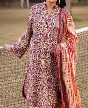 Asim Jofa Ivory/Plum Lawn Suit- Pakistani Lawn Dress
