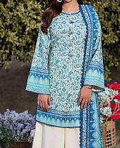 Asim Jofa Turquoise/White Lawn Suit- Pakistani Lawn Dress