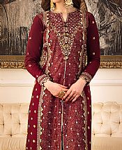 Asim Jofa Maroon Cotton Suit (2 Pcs)- Pakistani Designer Chiffon Suit