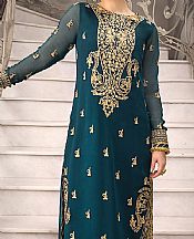 Asim Jofa Teal Chiffon Kurti- Pakistani Chiffon Dress