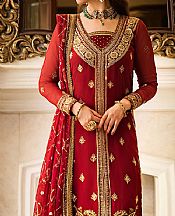 Asim Jofa Red Chiffon Suit (2 Pcs)- Pakistani Designer Chiffon Suit