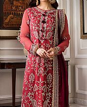 Asim Jofa Brink Pink Organza Suit (2 Pcs)- Pakistani Designer Chiffon Suit