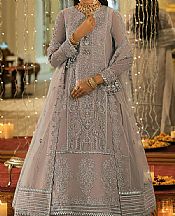 Sand Grey Organza Suit- Pakistani Chiffon Dress