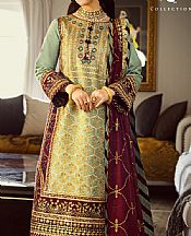 Asim Jofa Sage Green Cotton Silk Suit- Pakistani Designer Chiffon Suit