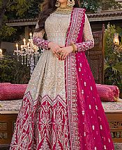 Asim Jofa Ivory/Magenta Net Suit- Pakistani Chiffon Dress