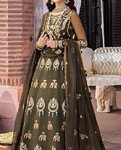 Asim Jofa Fern Green Organza Suit- Pakistani Designer Chiffon Suit