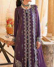 English Violet Silk Suit- Pakistani Designer Chiffon Suit