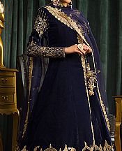 Navy Blue Velvet Suit- Pakistani Winter Dress
