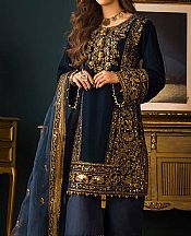 Dark Blue Velvet Suit- Pakistani Winter Dress