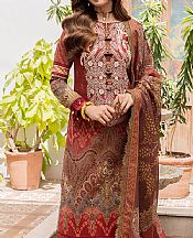 Asim Jofa Vermilion Red Cotton Suit- Pakistani Winter Dress