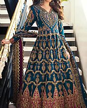 Teal Blue Silk Suit- Pakistani Chiffon Dress