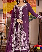 Asim Jofa Purple Lawn Silk Suit- Pakistani Designer Lawn Suits